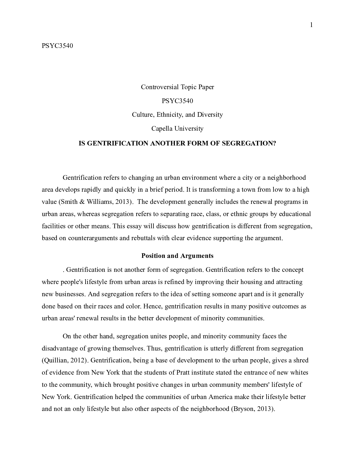 Preview of U3A1Psyc3540.docx  PSYC3540  Controversial Topic Paper   PSYC3540  Culture, Ethnicity, and